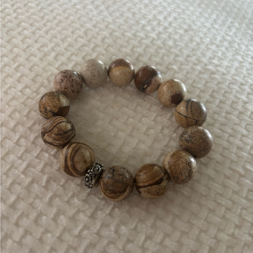 Natural Stone Beaded Bracelet with sterling silver